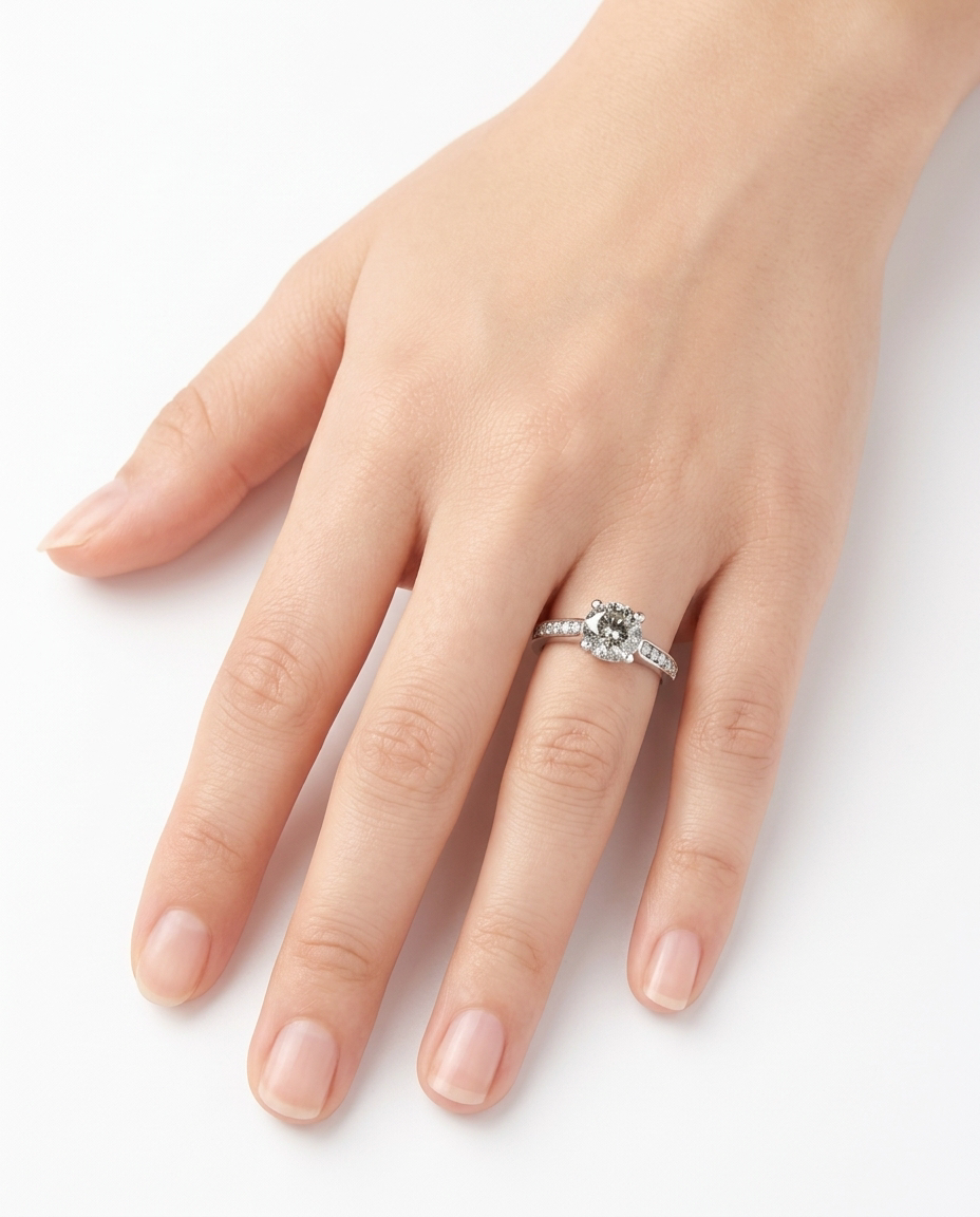 Grey diamond ring