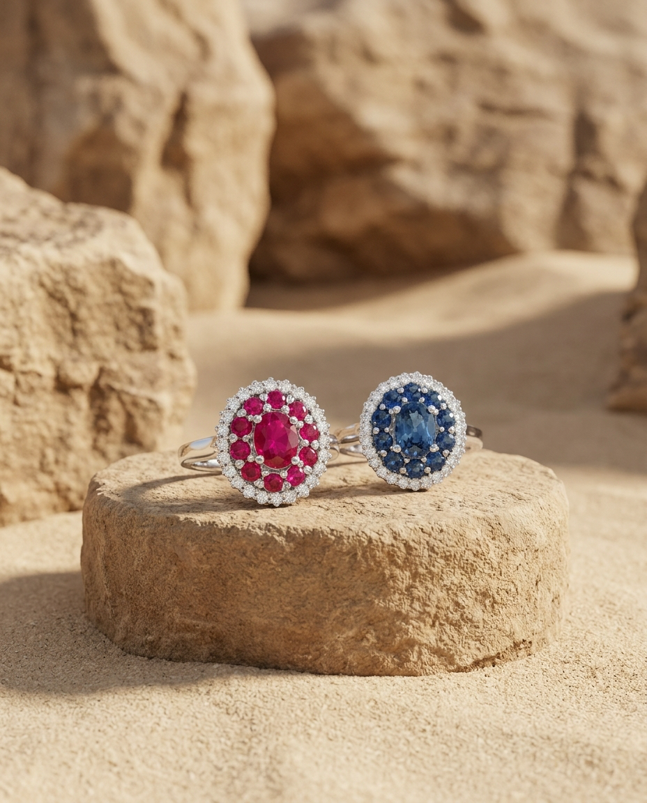Sapphire halo ring