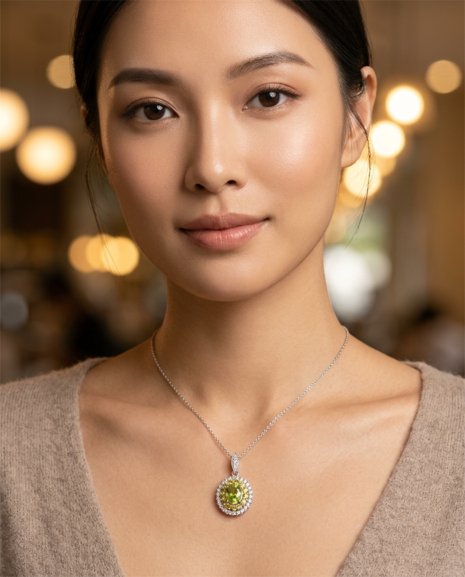 Sapphire halo pendant